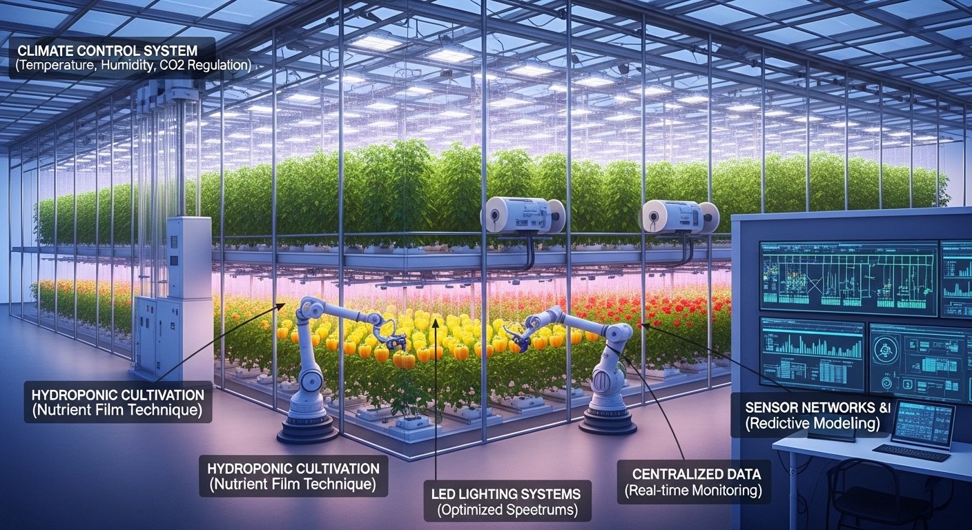 explain how dutch agriculture uses technology to fully control the growing environment of crops.
